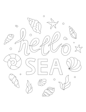 Hello Sea Shells Summer Coloring Template