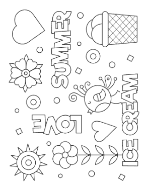 Ice Cream Love Summer Summer Coloring Template