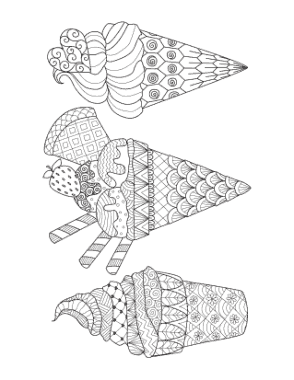 Intricate Icecreams Summer Coloring Template