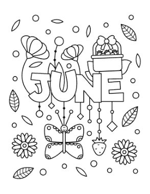 June For Kids Summer Coloring Template