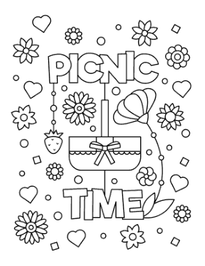 Picnic Time For Kids Summer Coloring Template