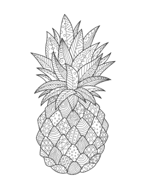 Pineapple Doodle Summer Coloring Template
