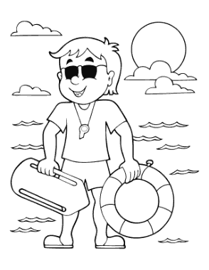 Surf Life Saver Summer Coloring Template