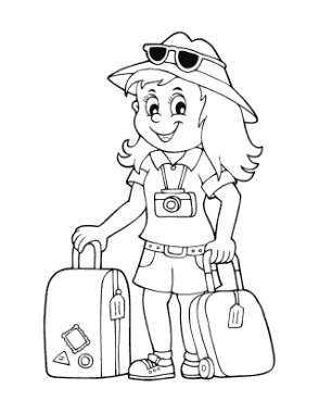 Vacation Luggage Summer Coloring Template