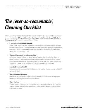 Monthly Cleaning Schedule Template