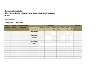 Sample Kitchen Cleaning Schedule Template