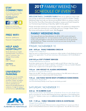 Family Weekend Schedule For Events Template