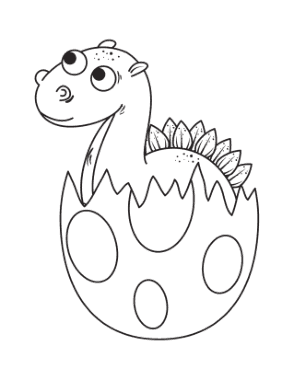 Baby Dinosaur Hatching From Egg Dinosaur Coloring Template