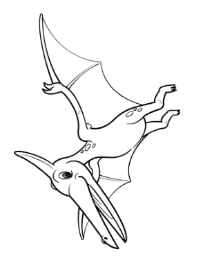 Cartoon Pteranodon Flying Dinosaur Coloring Template