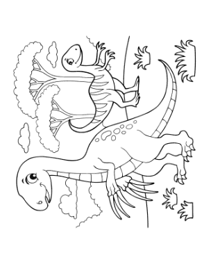 Cartoon Therizinosaur Dinosaur Coloring Template