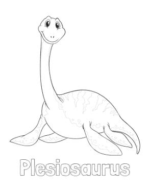 Cute Plesiosaurus Dinosaur Coloring Template
