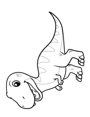 Free Download PDF Books, Cute T Rex Dinosaur Coloring Template