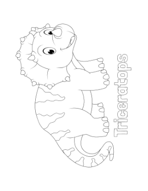 Free Download PDF Books, Cute Triceratops For Kids Dinosaur Coloring Template