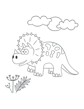 Free Download PDF Books, Cute Triceratops For Preschoolers Dinosaur Coloring Template