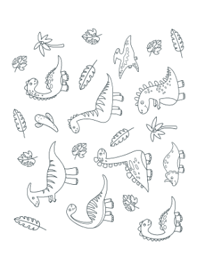Dinosaurs Leaves Trees To Color Dinosaur Coloring Template