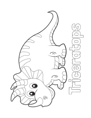 Easy Triceratops For Preschoolers Dinosaur Coloring Template