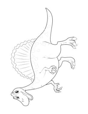 Friendly Dinosaur With Sail Dinosaur Coloring Template