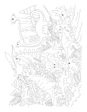 Free Download PDF Books, Land Of Dinosaurs Dinosaur Coloring Template