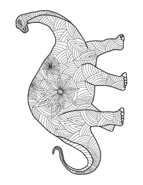 Large Dinosaur Doodle For Adults Dinosaur Coloring Template
