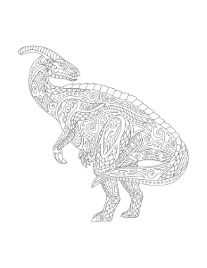 Parasaurolophus Doodle For Adults Dinosaur Coloring Template