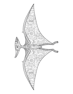 Pterodactyl Doodle For Adults Dinosaur Coloring Template
