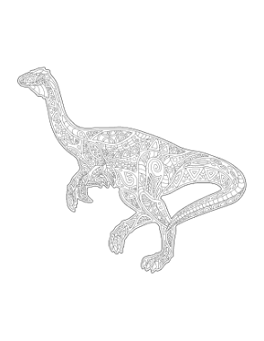 Running Dinosaur Doodle For Adults Dinosaur Coloring Template