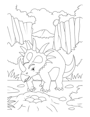 Free Download PDF Books, Styracosaurus With Eggs Dinosaur Coloring Template