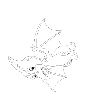 Free Download PDF Books, Winged Flying Dinosaur For Preschoolers Dinosaur Coloring Template