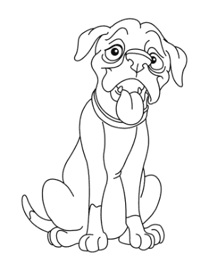 Boxer Cartoon Dog Coloring Template