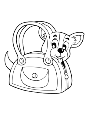 Cartoon Puppy In Bag Dog Coloring Template