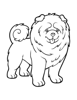 Free Download PDF Books, Chow Chow Curled Tail Outline Dog Coloring Template