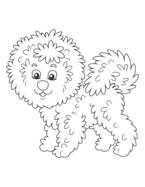 Curly Bichon Frise Cute Cartoon Dog Coloring Template