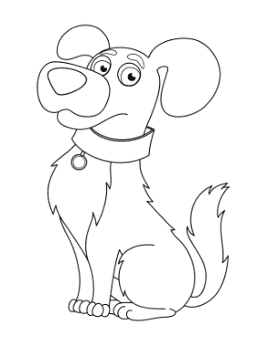 Cute Cartoon Dog With Collar Dog Coloring Template