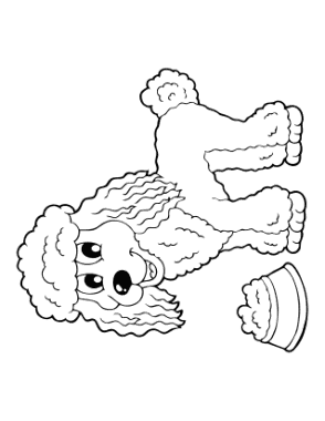 Cute Cartoon Poodle Dog Coloring Template