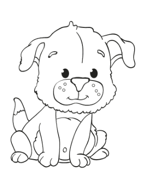 Cute Puppy Dog Sitting Dog Coloring Template