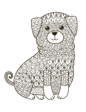 Free Download PDF Books, Cute Puppy Intricate Pattern For Adults Dog Coloring Template