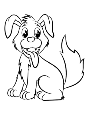 Cute Puppy Smiling Cartoon Dog Coloring Template