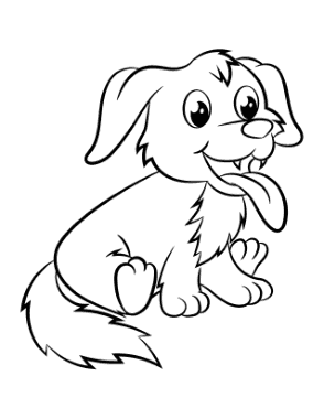 Cute Puppy Smiling Cartoon Sitting Dog Coloring Template