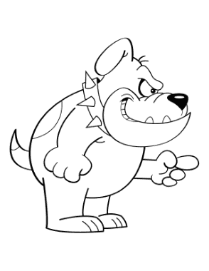 Funny Cartoon Bulldog Dog Coloring Template