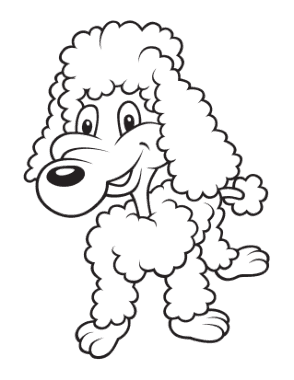Funny Cartoon Poodle Dog Coloring Template