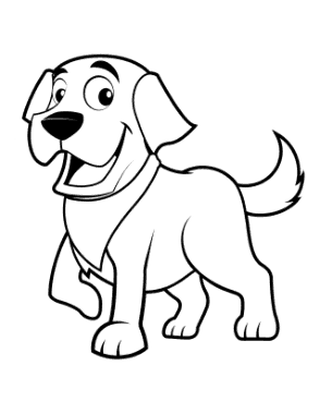 Happy Cute Cartoon Dog Dog Coloring Template