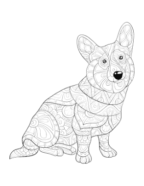 Intricate Pattern For Adults Dog Coloring Template