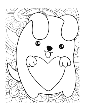 Kawaii Puppy Patterned Background Dog Coloring Template