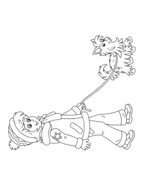 Lady Taking Dog For Walk Dog Coloring Template