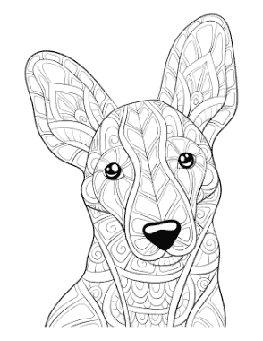 Patterned Face For Adults Dog Coloring Template