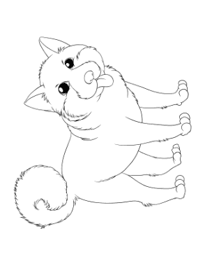 Shiba Inu Outline Dog Coloring Template