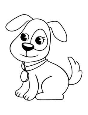 Simple Outline For Preschoolers Dog Coloring Template