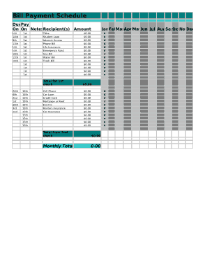 Free Download PDF Books, Bill Payment Schedule Worksheet Template