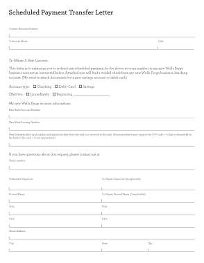 Scheduled Payment Transfer Letter Template