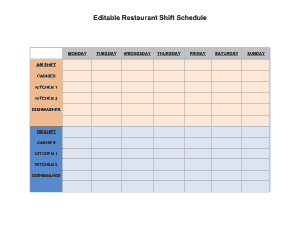 Restaurant Shift Schedule Template